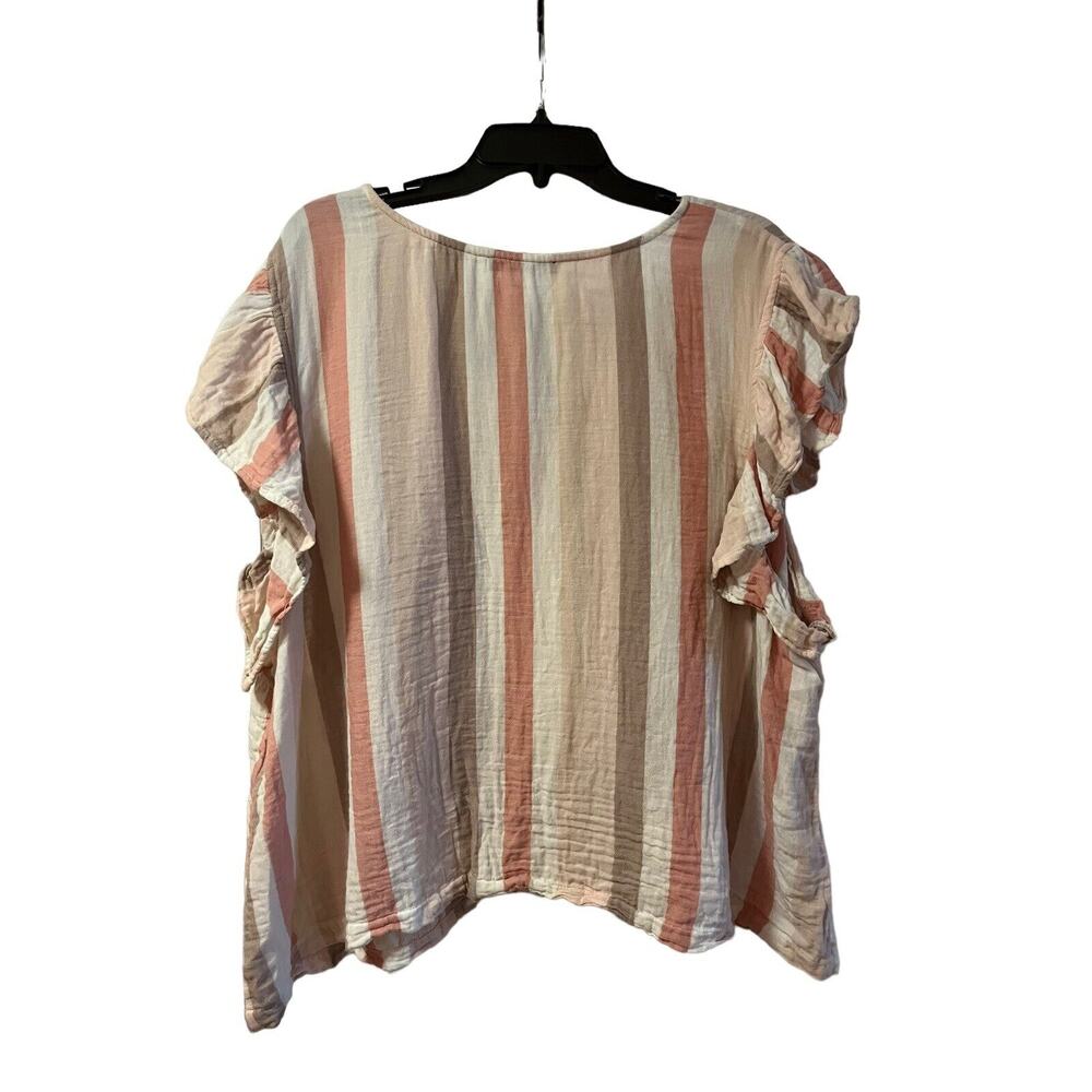 Black Tape Women’s Striped Ruffle Sleeve Top Plus Size 3X - Picture 4 of 11
